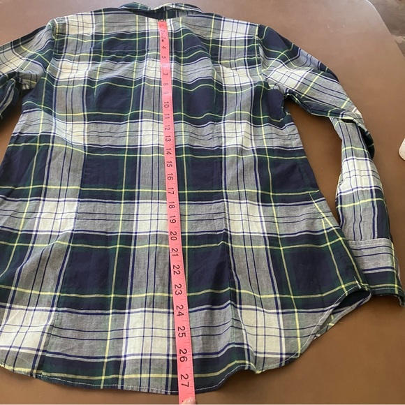 J. Crew Women’s Tartan Plaid Button Down Shirt Blue Green White Small Top Ginny - Picture 9 of 13